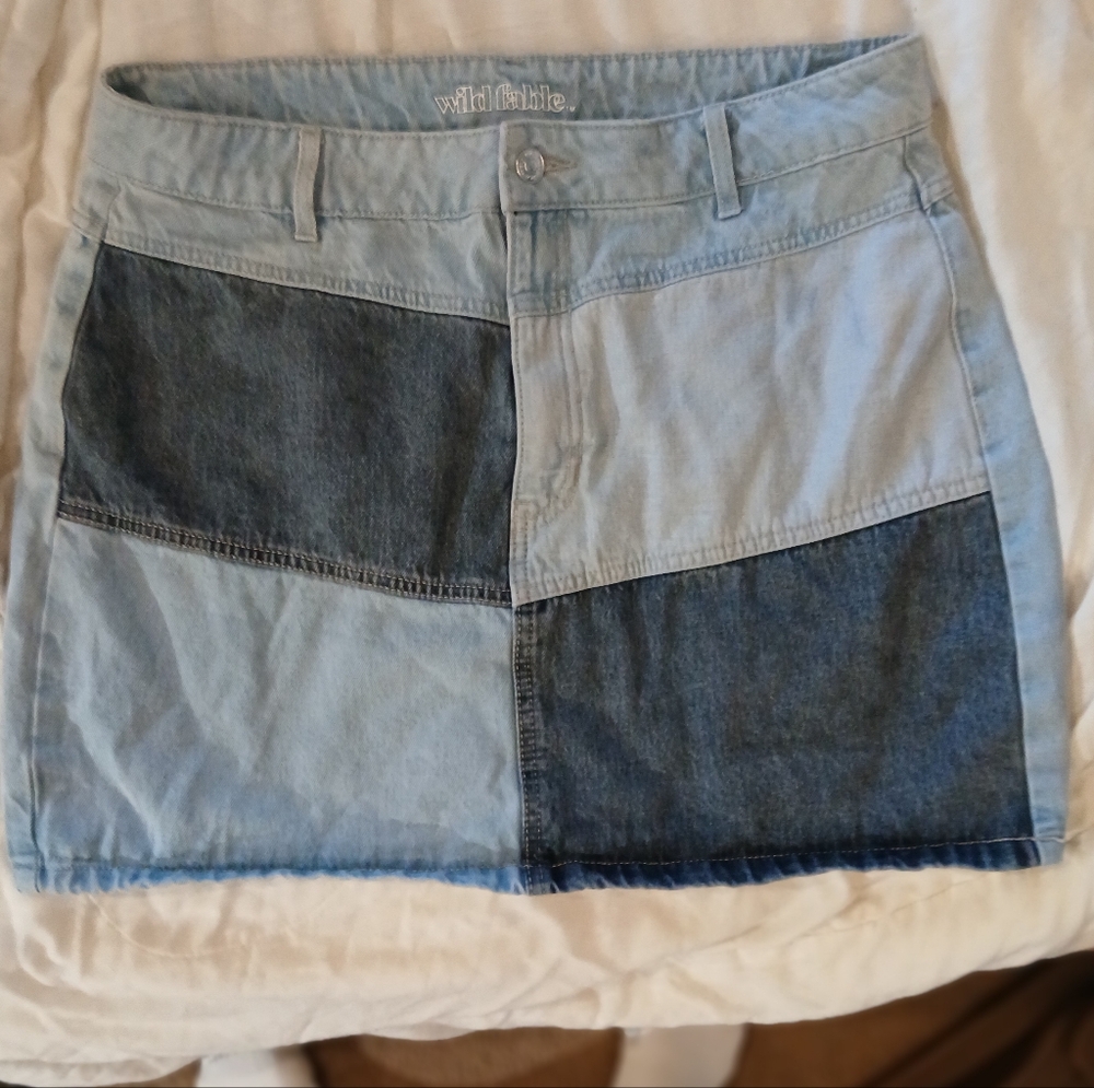Wild Fable Denim Patchwork Skirt - 12